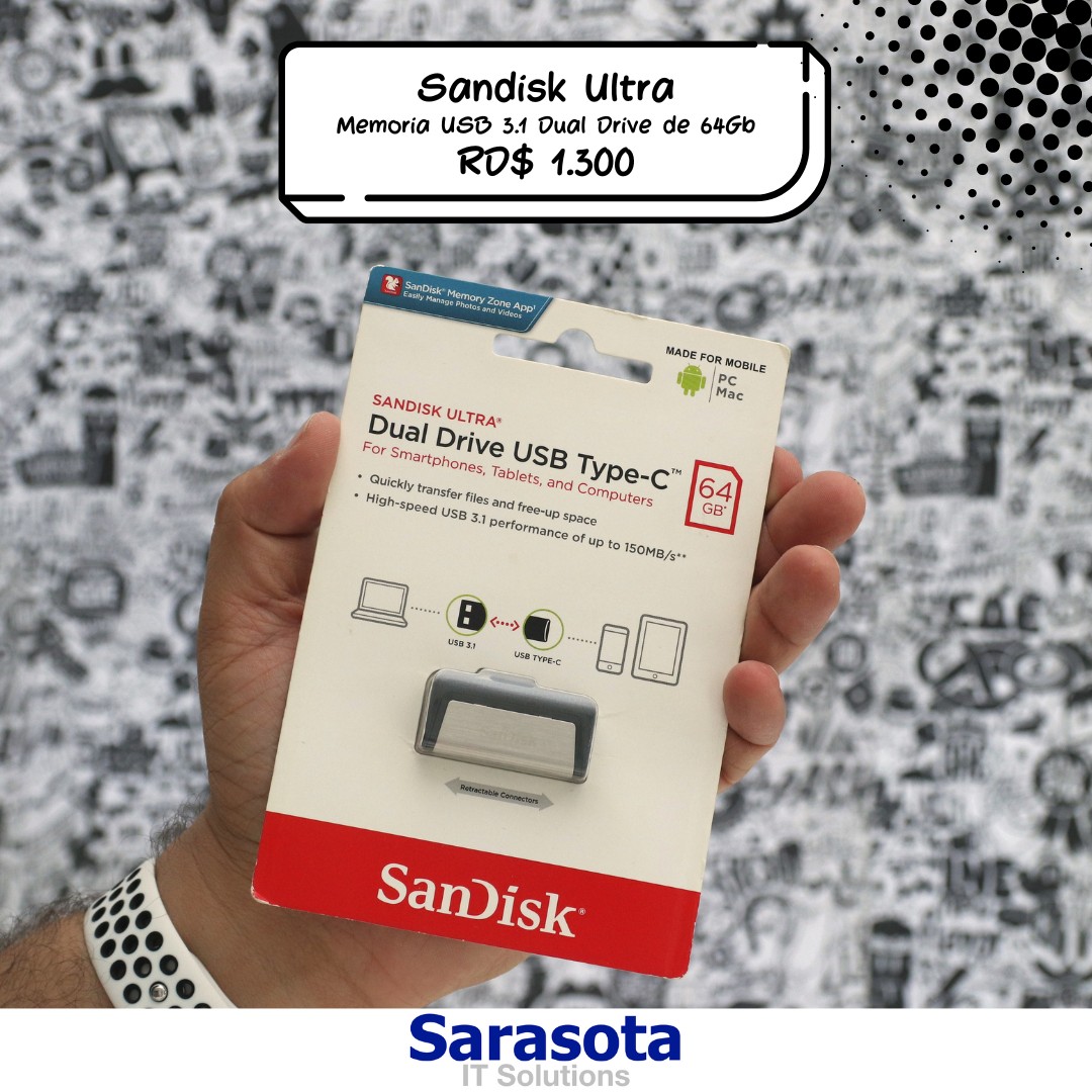 accesorios para electronica - Sandisk memoria USB 3.1 Dual Drive de 64Gb