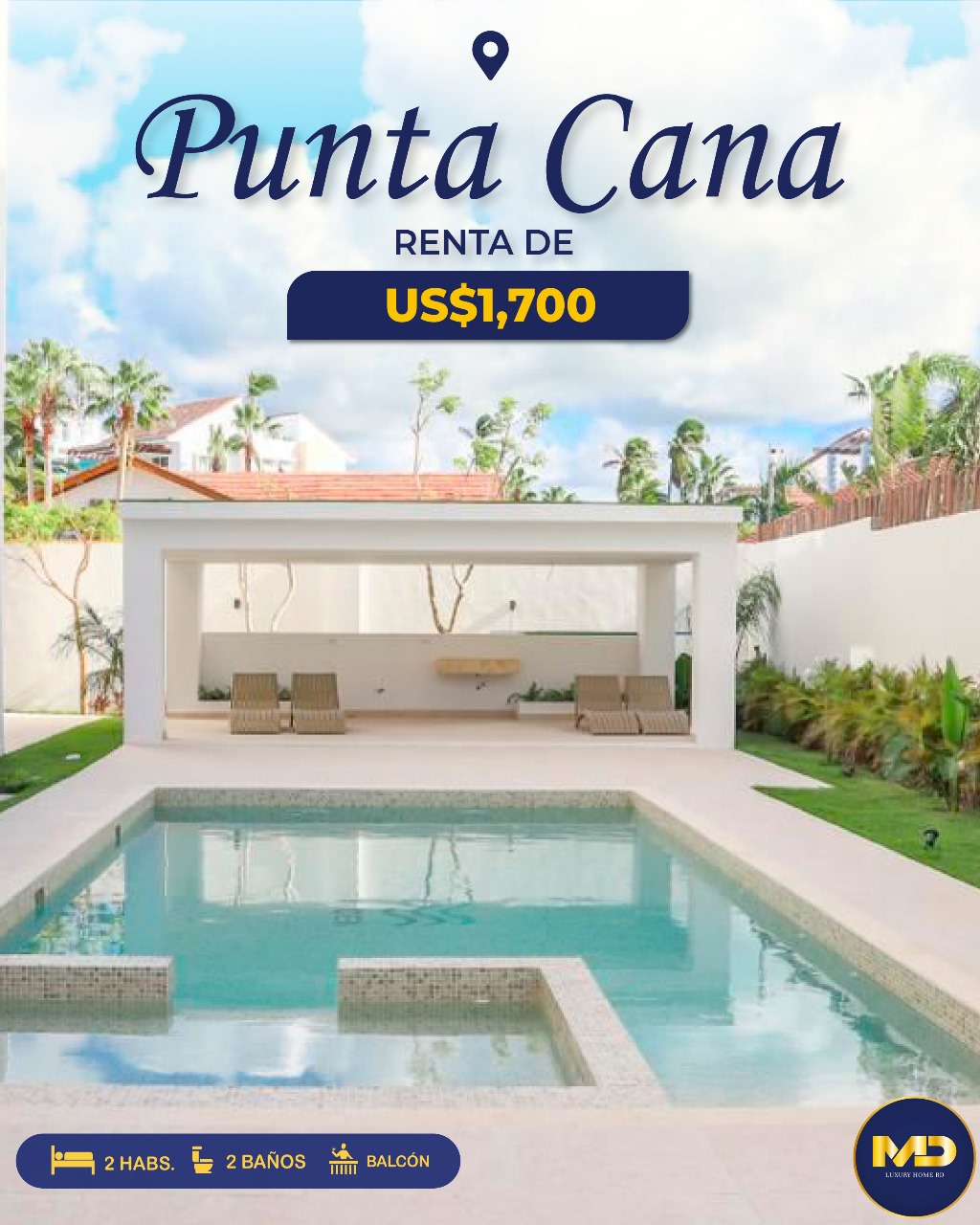 apartamentos - Apartamento amueblado en alquiler con Piscina, balcón e Internet en Punta Cana 0