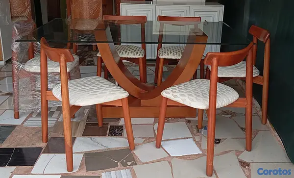muebles y colchones - Juego de comedor caoba 6 sillas moderno 5