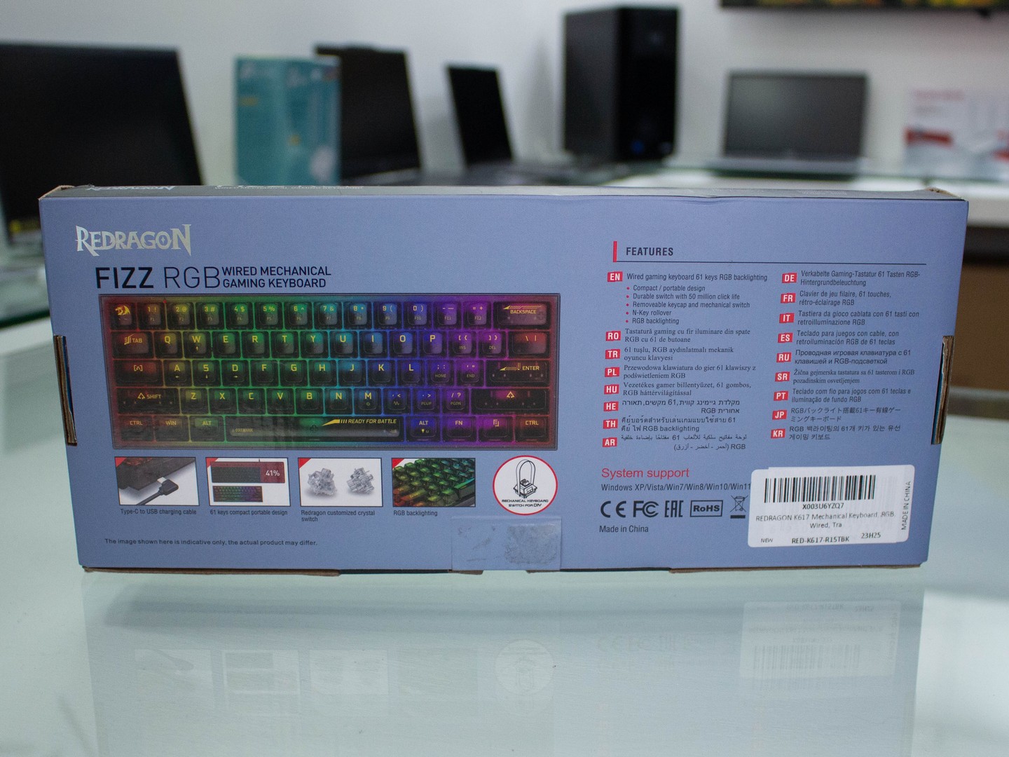 computadoras y laptops - Teclado ReDragon FIZZ K617 SE 1