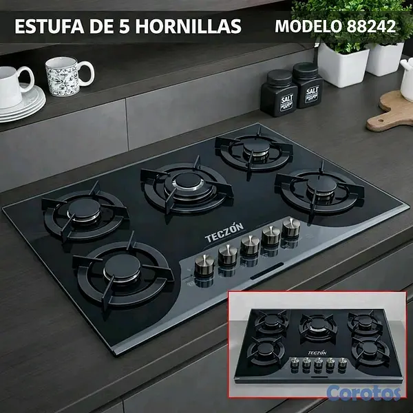 electrodomesticos - Estufa empotrable co. tope de cristal y acero Inoxidable  4