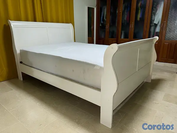 muebles y colchones - Cama Queen matrimonial (armazón de Pino + colchon/base Sealy postopédico) 3