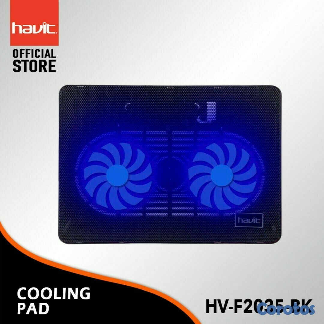 computadoras y laptops - FAN COOLER PARA LAPTOP 14  HAVIT HV-F2035 2xFAN LED AZUL