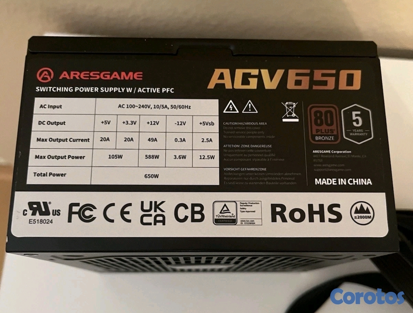 computadoras y laptops - ▶️ ARESGAME AGV 650 Series 650 No Modular 80+ Bronze 3