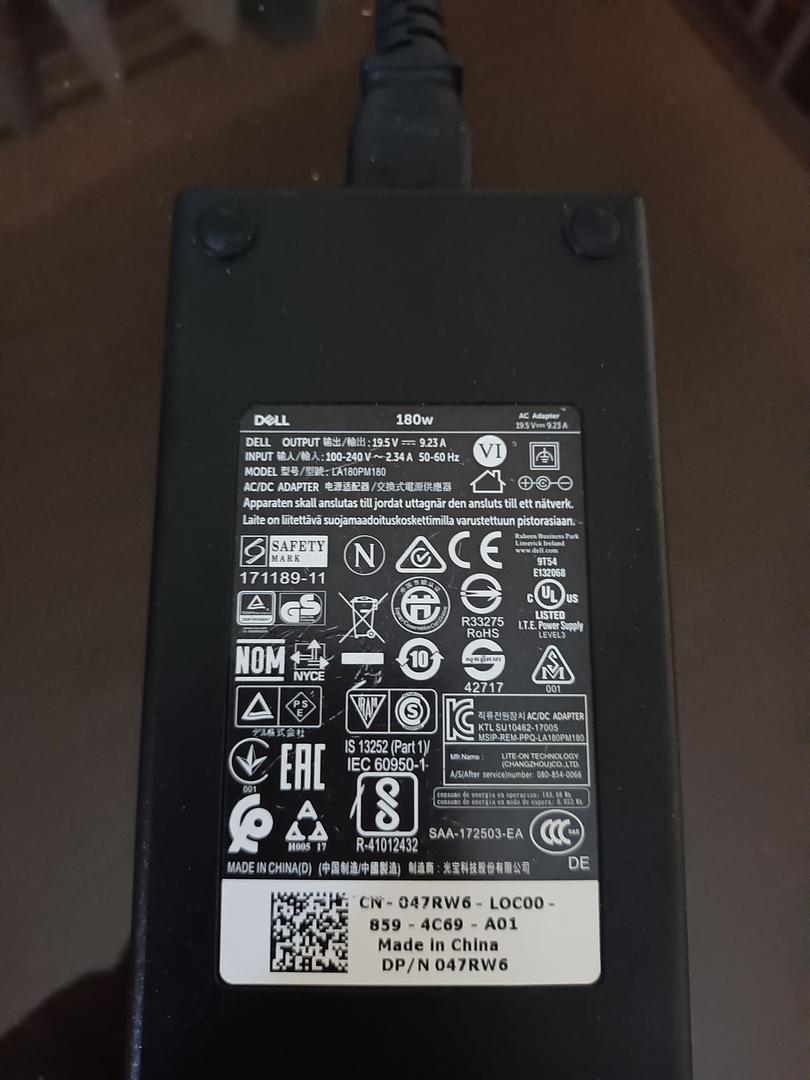 computadoras y laptops - Dell Cargador de 180w 6