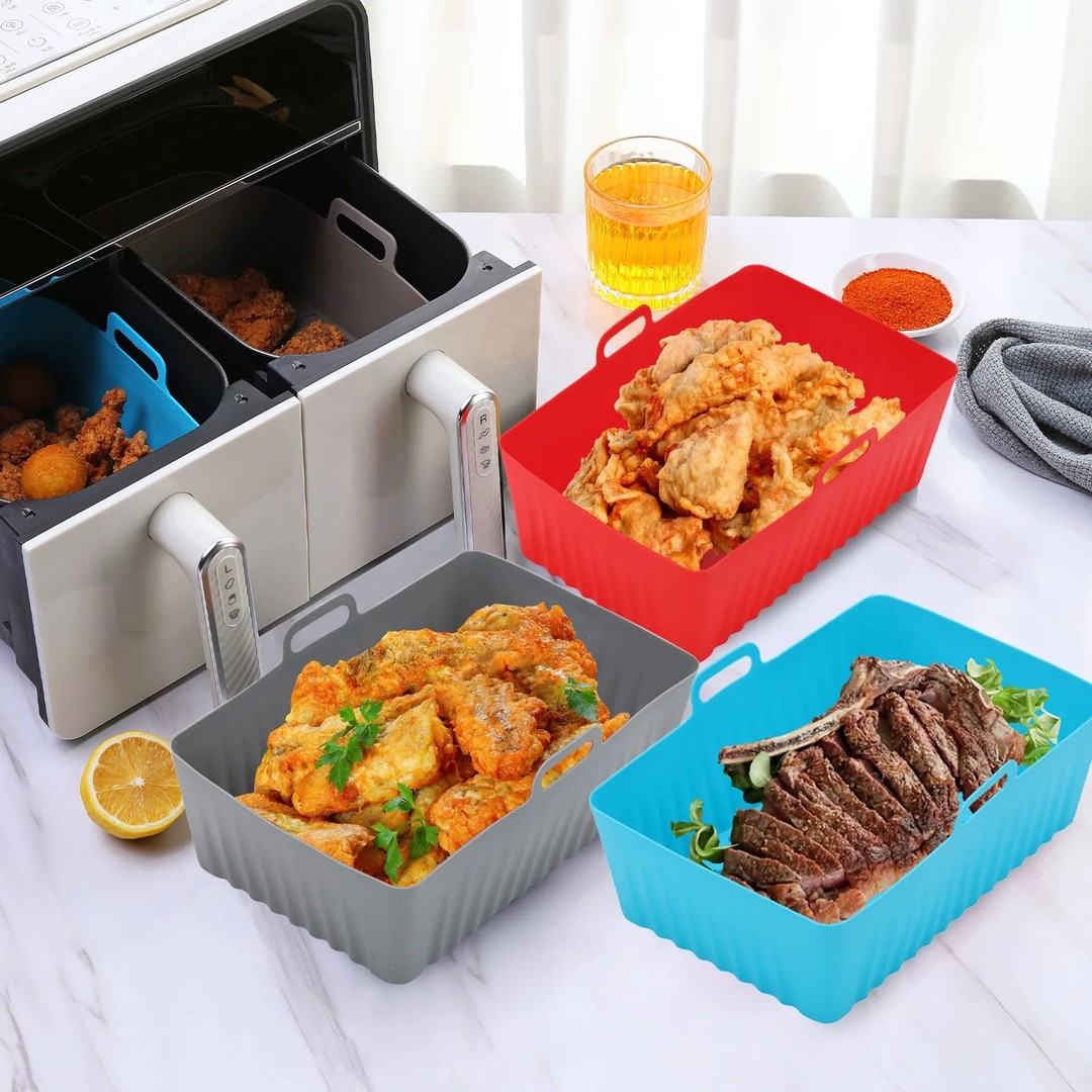 cocina - Cesta Molde de silicon cuadrado resistente al calor para freidora 1