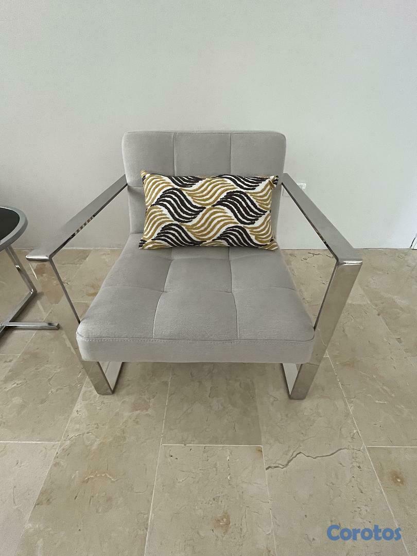 muebles y colchones - Butacas en tela gris (2 unidades)  2