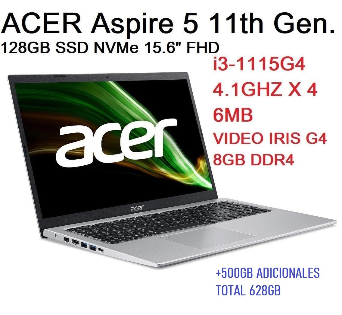 computadoras y laptops - LAPTOP ACER ASPIRE 5 15.6 I3 11VA 8GB DDR4 128GB SSD NVMe FHD $21,500