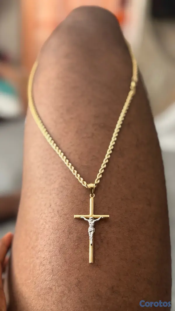 joyas, relojes y accesorios - Cadena de Oro 14k Tejido Soga con Dije de Cruz  8