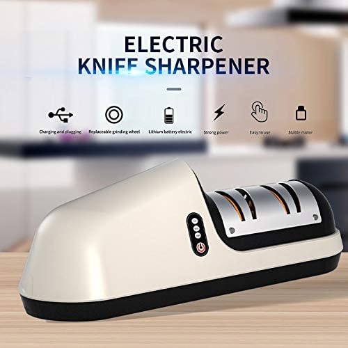 electrodomesticos - Afilador de cuchillos eléctrico, cocina profesional, USB recargable  Amolador 6