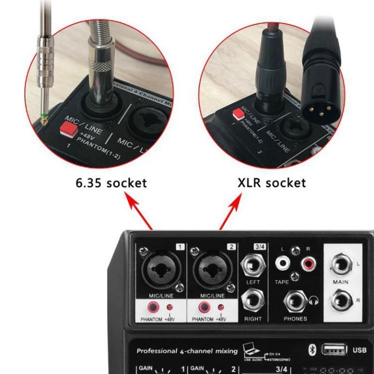 camaras y audio - MEZCLADOR DE AUDIO DE 4 CANALES MIXER USB PORTATIL 5