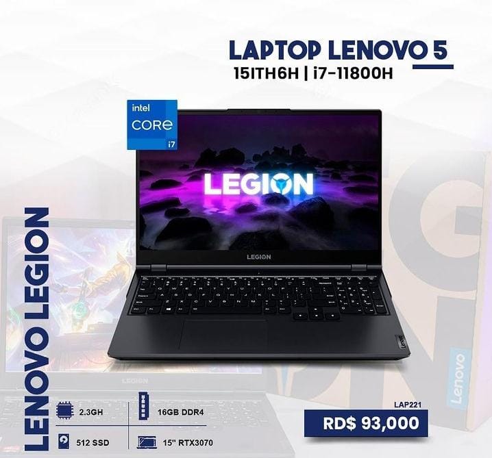 computadoras y laptops - LAPTOP LENOVO 5 15ITH6H i7-11800H 2.3GH 16GB DDR4 