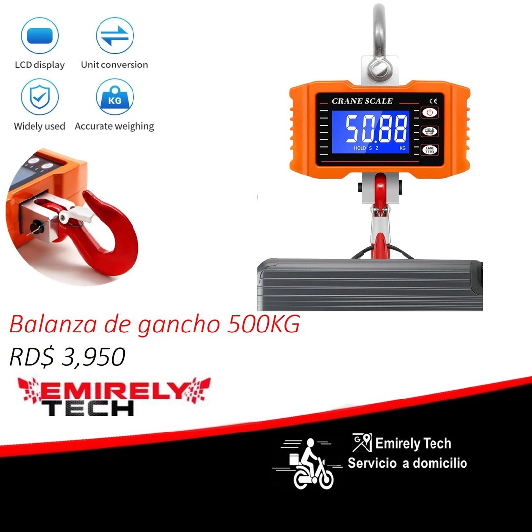 equipos profesionales - Balanza Digital Escala 500 Kg Peso gancho colgante Báscula Mini de grúa portatil