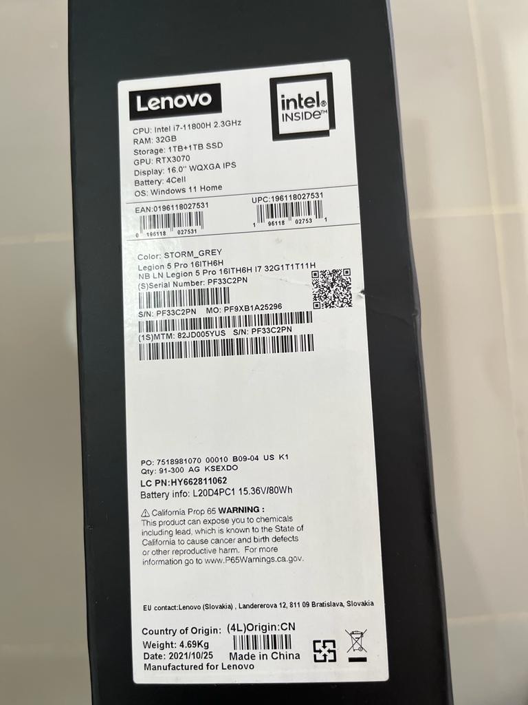 celulares y tabletas - Lenovo Legion 5 Pro 32gb RAM 1TB+1TB RTX 3070 4