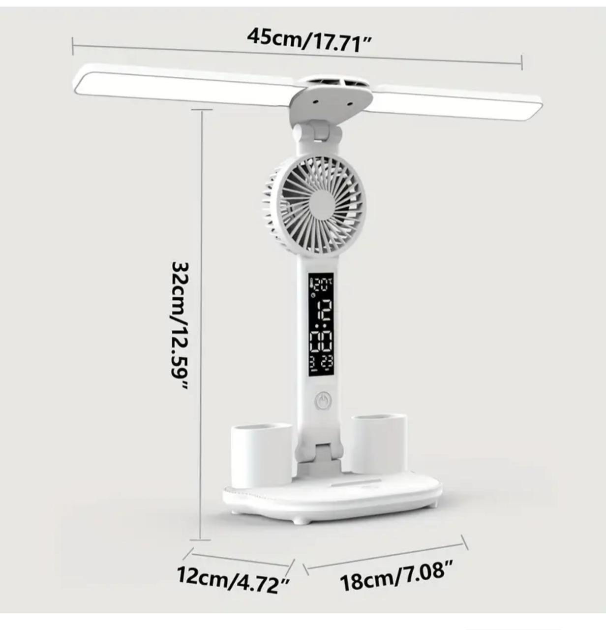 otros electronicos - Lámpara doble luz con ventilador reloj  porta lápices y medidor de temperatura  3