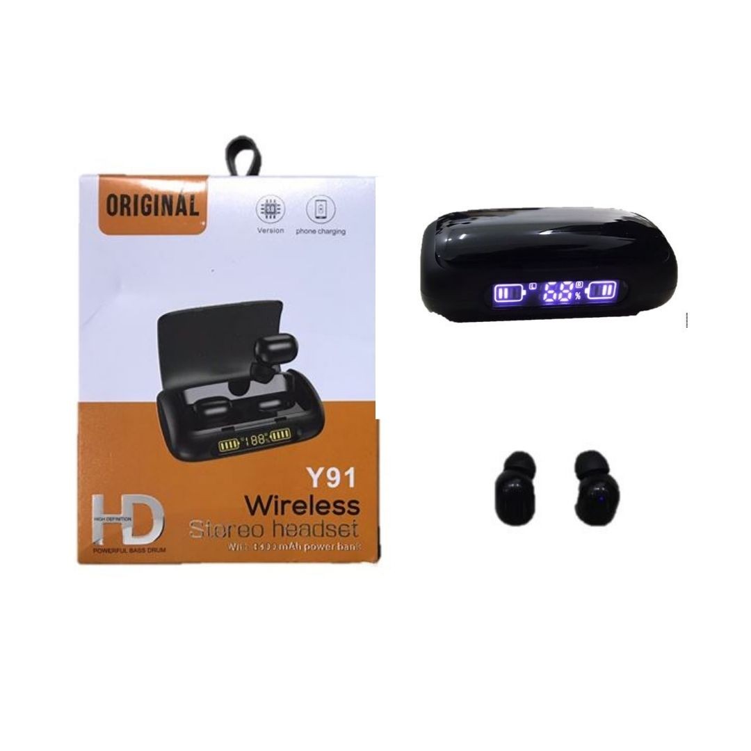 camaras y audio - Audifonos inalambricos estereo M-Y91, su estuche puede ser usado como power bank 1