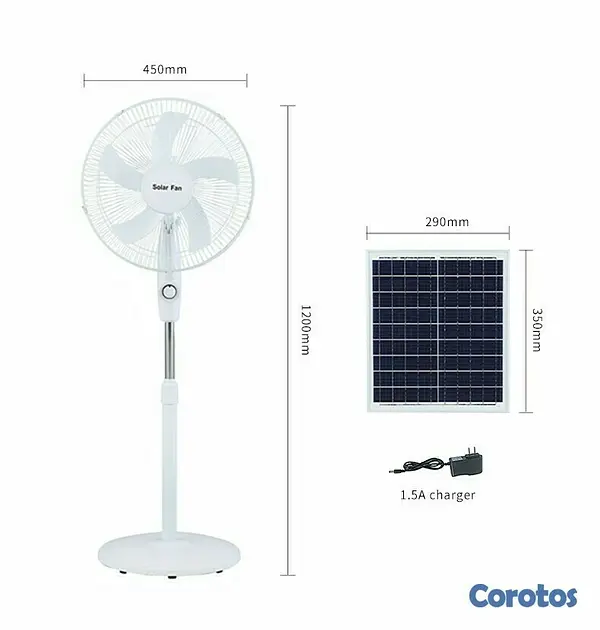 aires acondicionados y abanicos - Abanico solar recargable de pedestal 16 pulgadas con 3 velocidades SLP-1 2