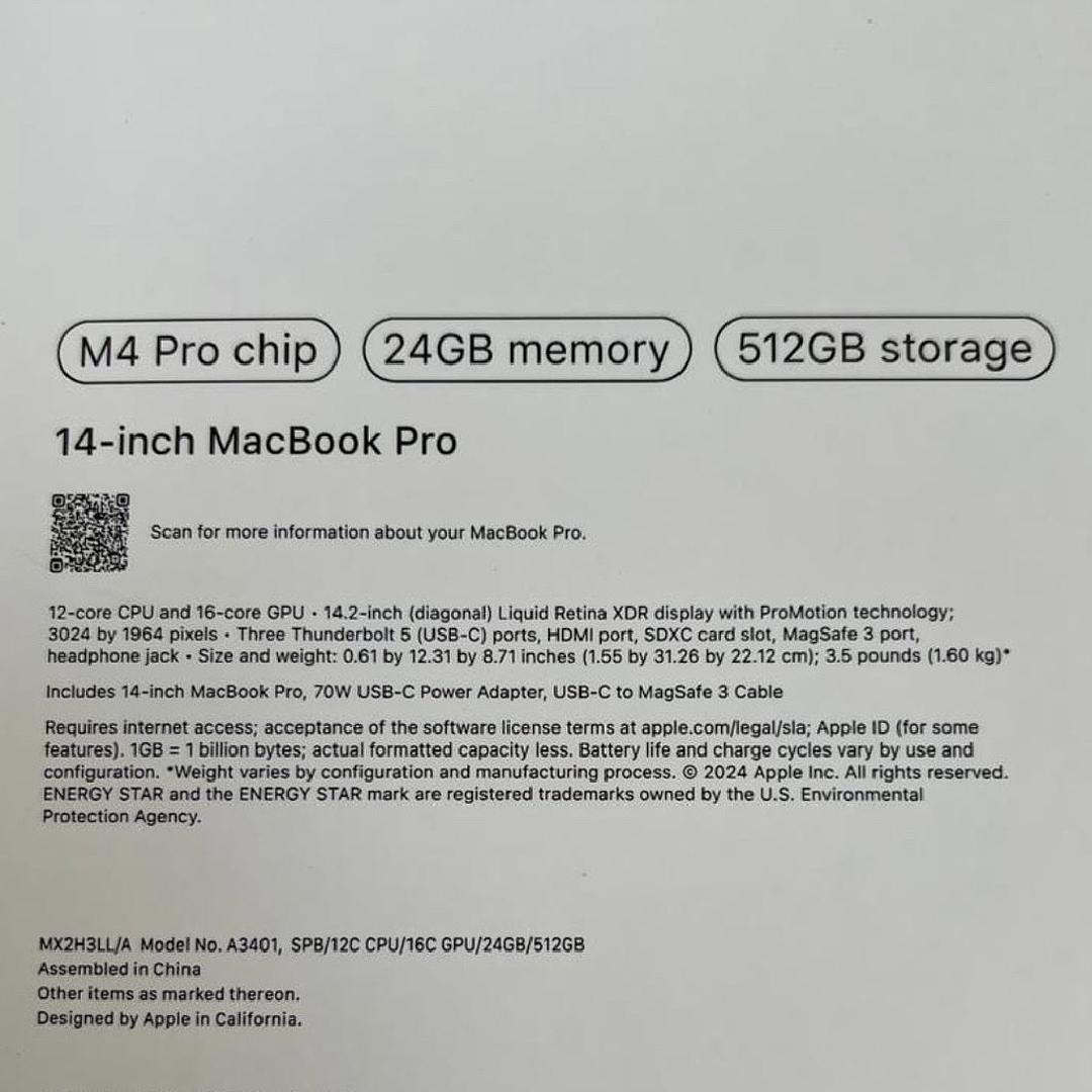 computadoras y laptops - Oferta MacBook Pro M4 Pro  14" 512GB 24 GB RAM SELLADA 1