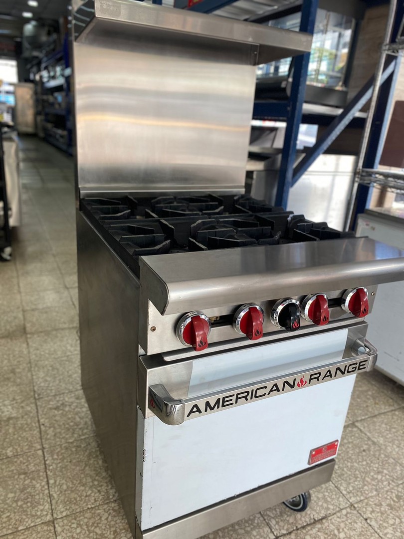 equipos profesionales - Estufa American Range de 4 Hornillas con Horno  2