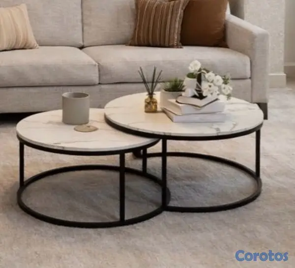 decoración y accesorios - Mesa de centro de dos en tope mármol  3
