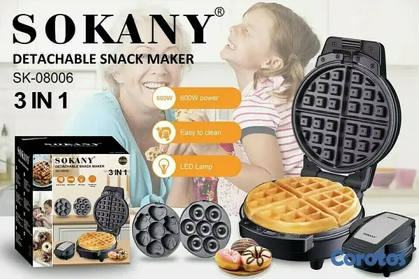 cocina - Máquina de sándwich máquina de donuts de gofres desmontable 3 en 1 máquina  2