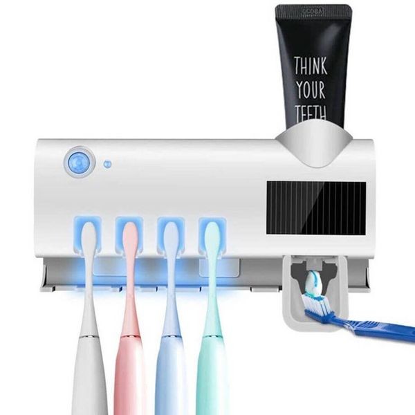 salud y belleza - Soporte para cepillo de dientes dispensador de pasta dental, desinfectante UV
