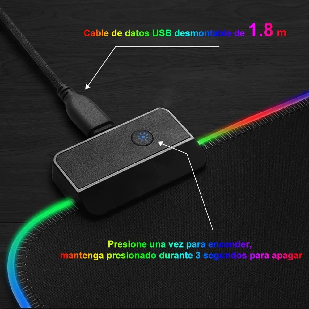 accesorios para electronica - Mousepad Gaming RGB de escritorio para Teclado y Ratón, Goma Impermeable con Bas 6