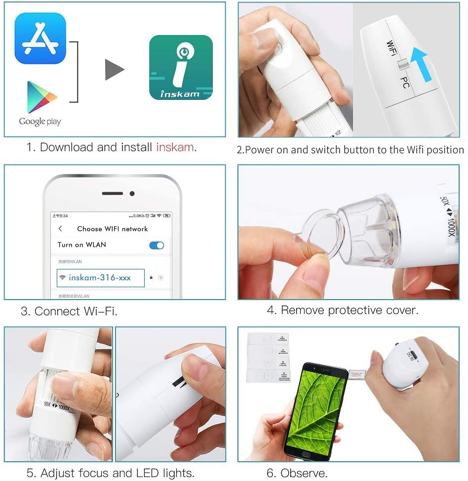 equipos profesionales - Microscopio Digital inalámbrico WiFi brazo Flexible USB para iPhone Android PC 1