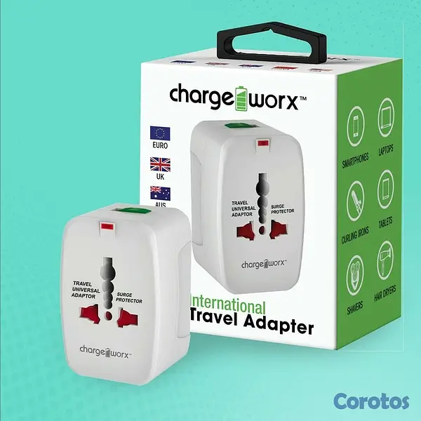 computadoras y laptops - ADAPTADOR DE CORRIENTE INTERNACIONAL CHARGEWORX PARA CARGADOR DE PARED, INDICADO 2