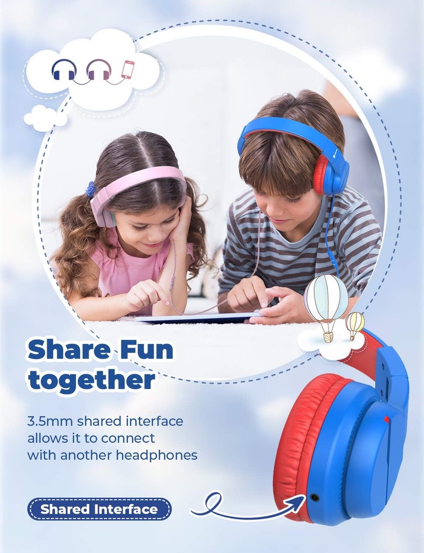 camaras y audio - iClever Auriculares para niños, volumen seguro 85/94 dB, sonido estéreo con mic 5