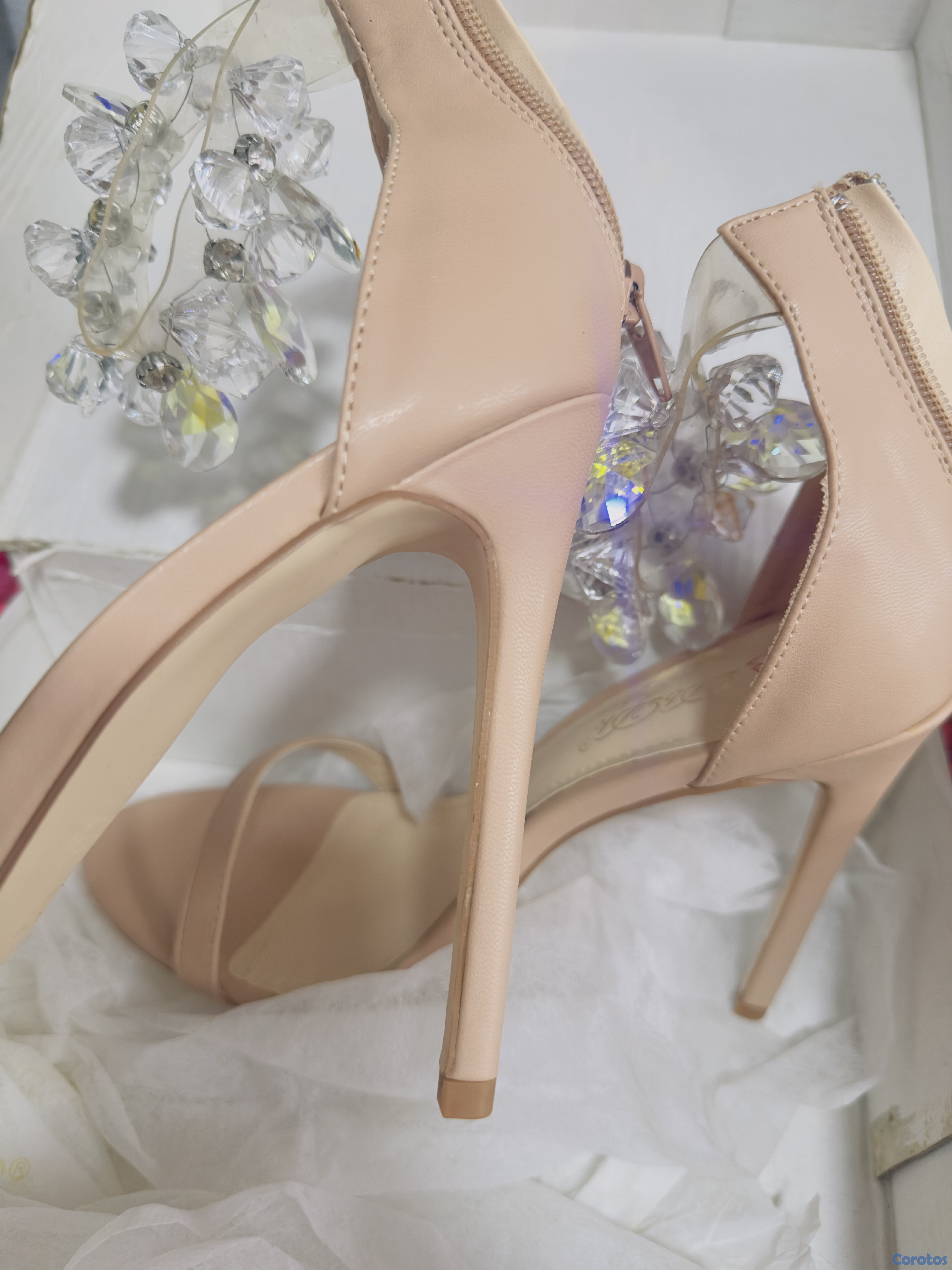 zapatos para mujer - Zapatillas con perlas color beige 3