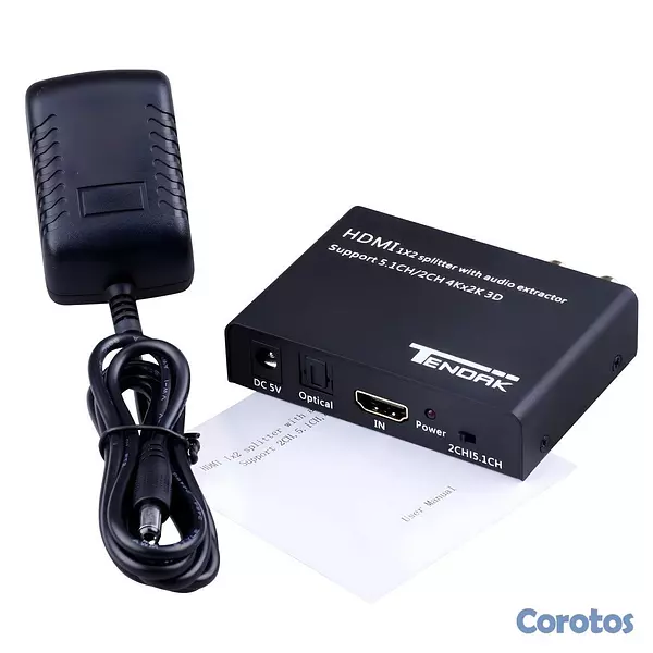 accesorios para electronica - HDMI Splitter 1 Entrada 2 Salidas HDMI 4K - Óptico 3