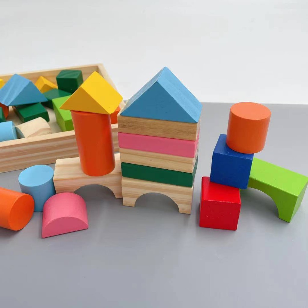 juguetes - 42 PIEZAS DE ROMPECABEZAS DE MADERA BLOQUES DE CONSTRUCCION LEGOS JUEGO 3