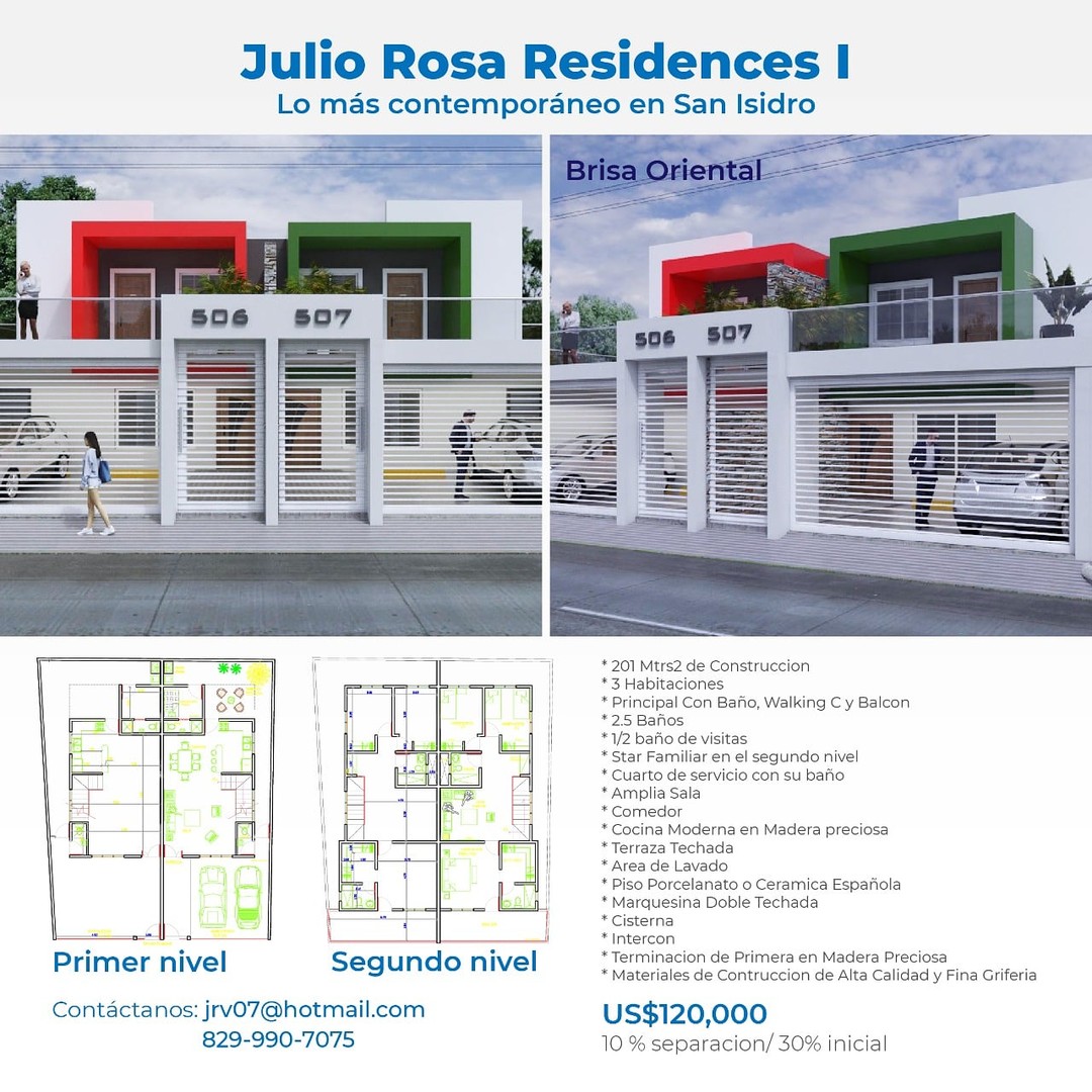 casas - Proyecto en planos de dos casas modernas duplex en San Isidro, Brisa Oriental.