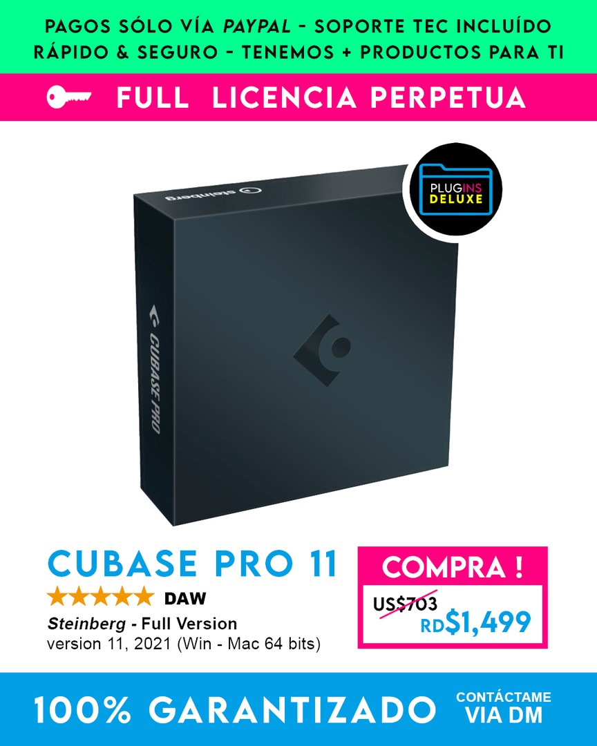 computadoras y laptops - Cubase Pro 11 Steinberg Versión COMPLETA Licencia Perpetua (WIN-MAC 64bits)