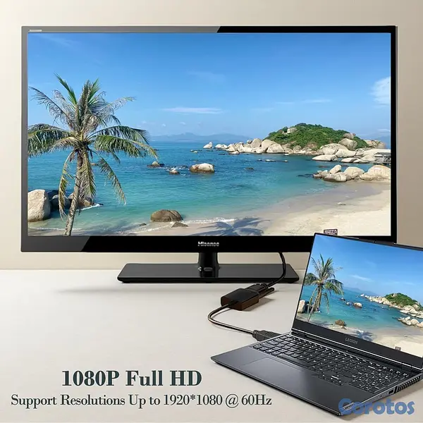 computadoras y laptops - Adaptador HDMI a VGA + Cable VGA 6