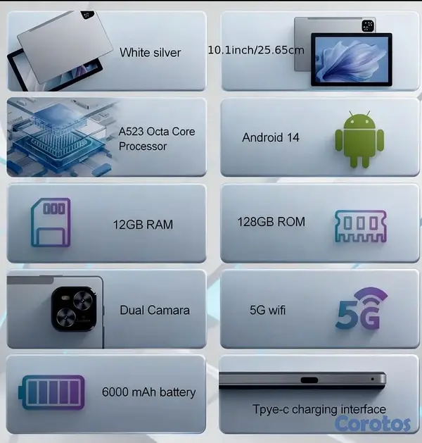 celulares y tabletas - Tablet tipo laptop con accesorios. 10.1 pulgadas, 128gb ROM 12gb RAM. 5G 2