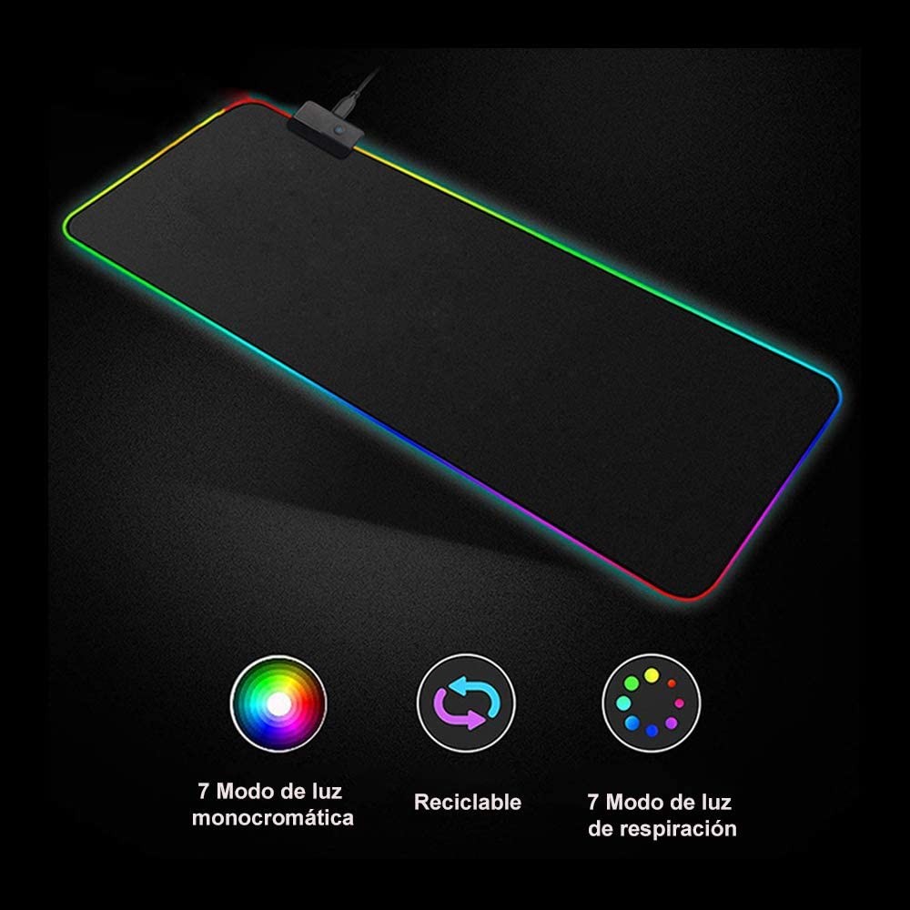 accesorios para electronica - Mousepad Gaming RGB de escritorio para Teclado y Ratón, Goma Impermeable con Bas 7