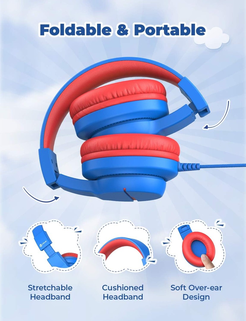 camaras y audio - iClever Auriculares para niños, volumen seguro 85/94 dB, sonido estéreo con mic 6