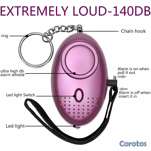 joyas, relojes y accesorios - Llavero Alarma Personal de Seguridad 140dB con Luz 5