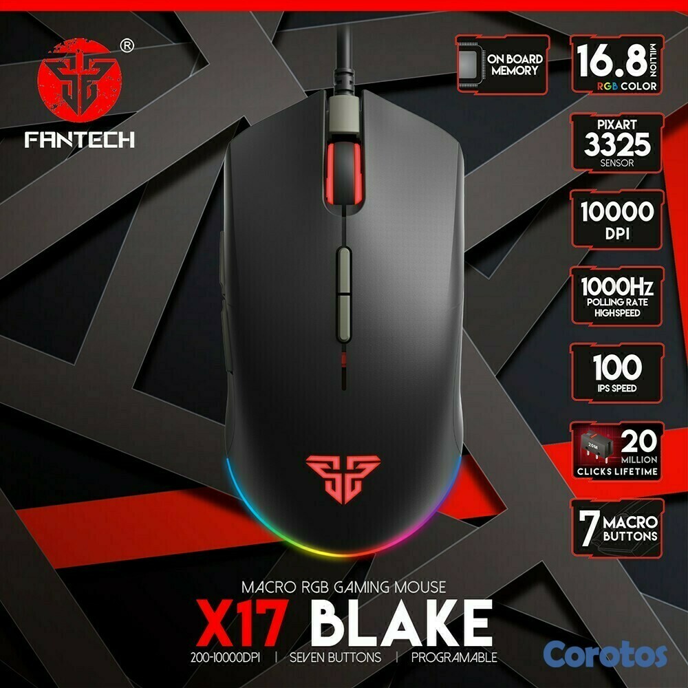 computadoras y laptops - MOUSE Fantech USB GAMIN Mod.X17 profesional JUGADORES DE ALTO NIVEL 