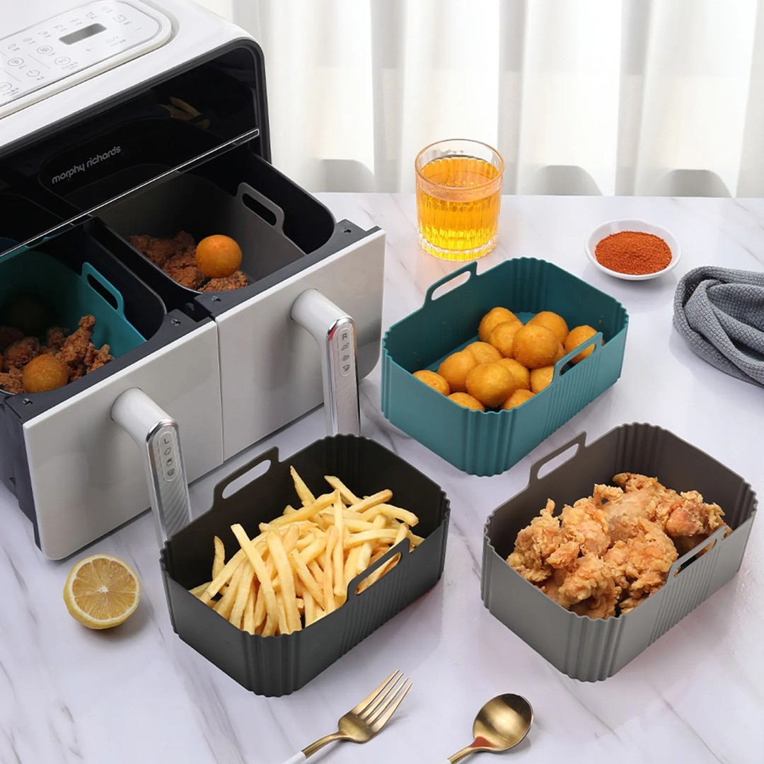 cocina - Cesta Molde de silicon cuadrado resistente al calor para freidora 6