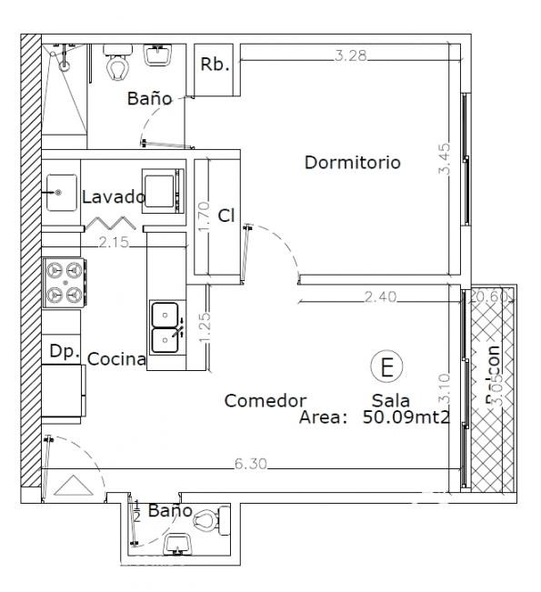 apartamentos - La Esperilla 1 habitacion 1.5 baños 2 parqueos balcon
