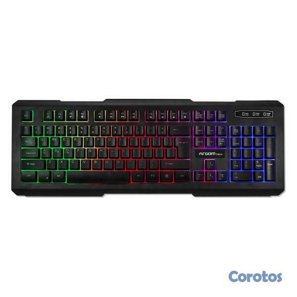 computadoras y laptops - TECLADO ARGOM, GAMING COMBAT, BACKLIGHT, USB INGLES COLOR NEGRO ARG-KB-2055BK