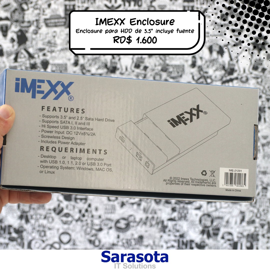 accesorios para electronica - Enclosure para discos de 3.5" USB 3.0 marca iMEXX 1