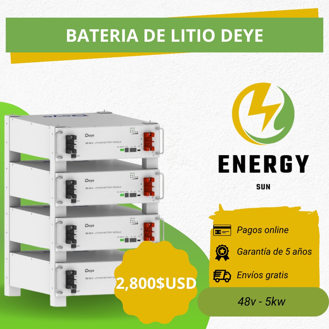 plantas e inversores - Baterias de Litio Deye 5kw