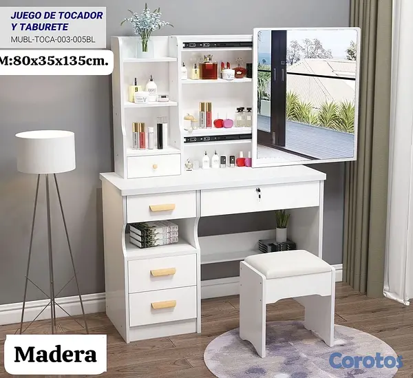 decoración y accesorios - Tocador (Vanity) con Tabure (*Banco*) 

Medidas: 80x35x135cm.

 2