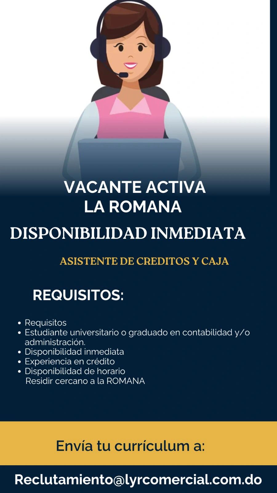 empleos disponibles - Asistente de Creditos y Caja