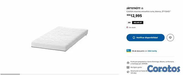 muebles - Colchon Para Cuna (IKEA) Como Nuevo