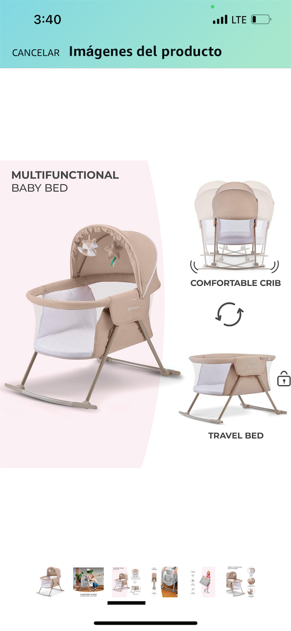 muebles - Moises para bebés, con mecedora, colchón y mosquitero incluido.  4